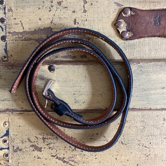 J. CREW BLACK SUEDE SKINNY BELT BLACK SUEDE LEATHER GOLD METAL WOMEN SIZE SMALL - Picture 3 of 5